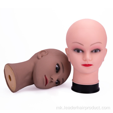 Козметолошка глава на кукла за женски кукли Ќелава глава за обука